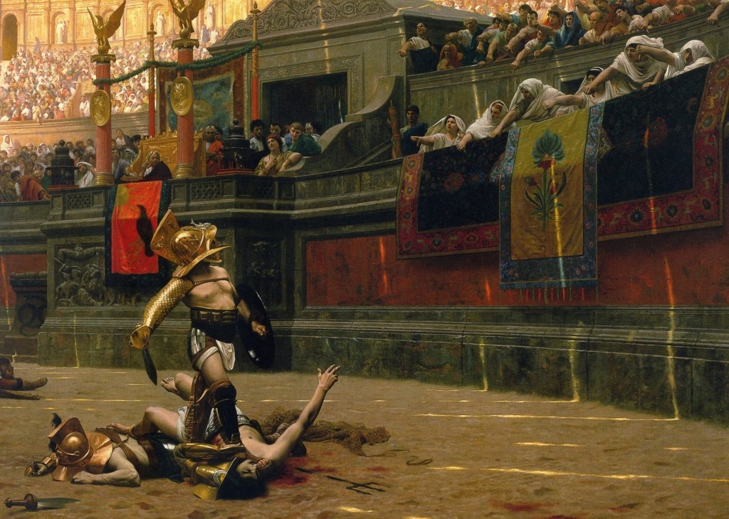 Gladiator-fights-in-the-arena-of-the-Roman-Colosseum